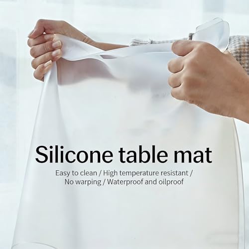 10 x 88 Inch Clear Table Cover Protector, 1mm Thick Custom Silicone Table Cover Tablecloth Desk Pad Mat, Waterproof Tabletop Protector for Kitchen, Coffee Table, Writing Desk - size: 10in x 88in