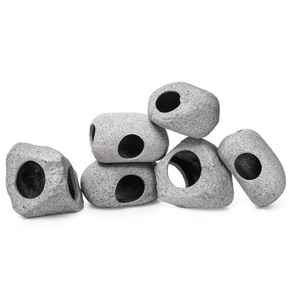 6 Pack Aquarium Decoration Rock Caves, Betta Fish Tank Hideaway, Hideout Stones House Decor for Cichlid Shrimp Territorial Fish Hiding Breeding Spawning, Fish Tank Ornaments
