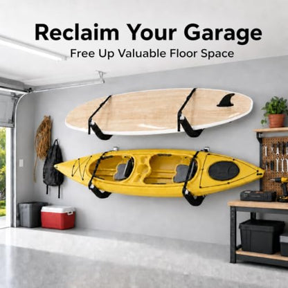 Kayak Wall Mount Storage Rack, Heavy Duty Steel, 125LB Capacity