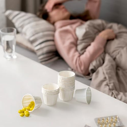 LITOPAK 500 Pack 0.75 oz Disposable Paper Souffle Medicine Cups, 3/4 oz Sample Cups for Tasting Pills, Food Dessert Services, and Condiments - style: White-0.75oz-500
