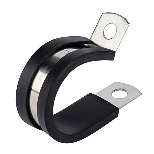 12 Pack 5/8 Inch Rubber Cushioned Stainless Steel Cable Clamp, Hose Clamp, Pipe Clamp (5/8 Inch)