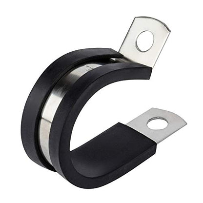 12 Pack 5/8 Inch Rubber Cushioned Stainless Steel Cable Clamp, Hose Clamp, Pipe Clamp (5/8 Inch)
