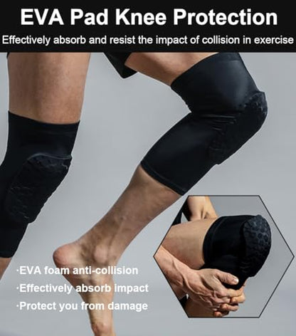 2 Pack Knee Braces for Knee Pain Knee Compression Sleeves Men Women, EVA Honeycomb Light Compression Leg Sleeves, Wrestling Knee Sleeve Volleyball Knee Sleeve Basketball knee Sleeve (White, Small) - color: White, size: Small