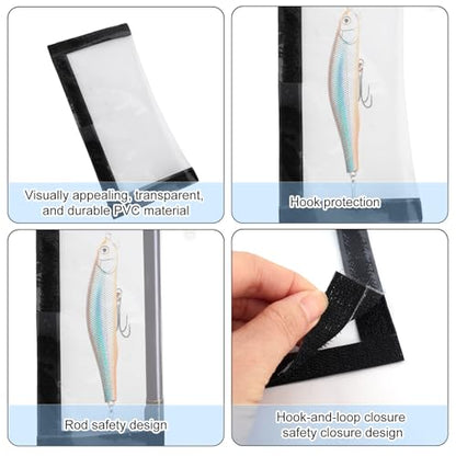 6pcs Clear Fishing Lure Wraps, Transparent Lure Covers Bait Gloves Fish Hook Storage Protectors Pole Sleeve Guard to Keep Fishermen Fishing Safe for Rod