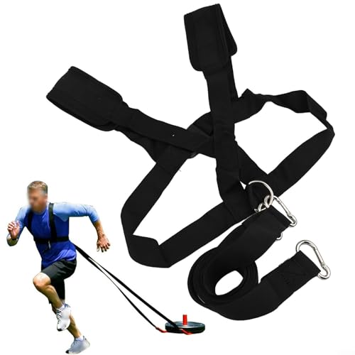 Sled Harness For Exercises, Adjustable Nylon Running Resistances Training Belts With 5.1ft Rope Kit For Footballs Basketballs Strength Building, Black