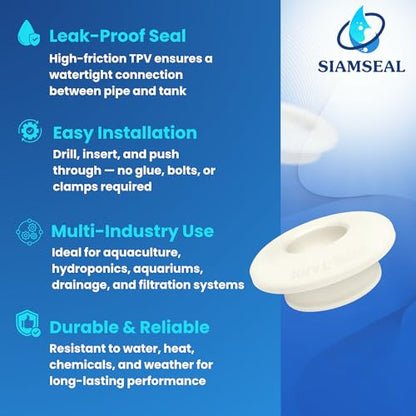 1/2 inch Hydroseal flexible tank adapter TPV Bulkhead Fitting bulkhead connector TPV grommet for PVC Pipe Tank-to-Pipe Seal, Leak-Proof No Glue, Hydroponics Aquaponics Aquarium Water Filtration - size: 1/2 inches-6Pcs
