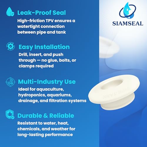 1/2 inch Hydroseal flexible tank adapter TPV Bulkhead Fitting bulkhead connector TPV grommet for PVC Pipe Tank-to-Pipe Seal, Leak-Proof No Glue, Hydroponics Aquaponics Aquarium Water Filtration - size: 1/2 inches-12Pcs