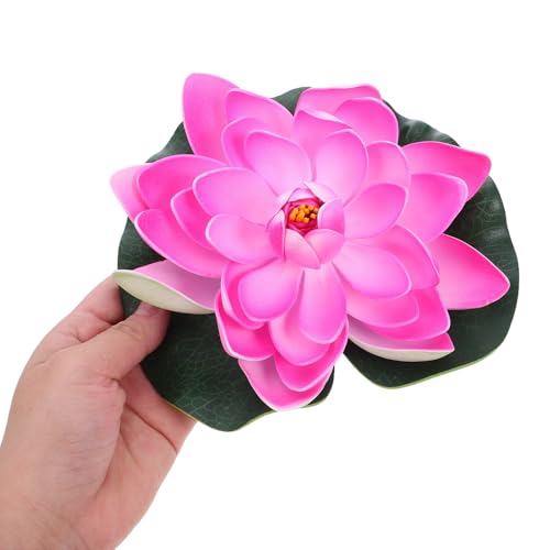 COHEALI Artificial Lotus Flower Floating Water Lily with Lifelike Eva Lily Pads, 9pcs Aquarium Pond Decoration Set, Eco-Friendly Fake Flowers for Fish Tank and Garden Display