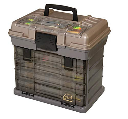 Plano Guide Series StowAway 4-By Rack System Tackle Box, Holds 4 3700 Utility Tackle Boxes, Quick-Access Top Storage with DuraView Lid, Durable Construction, Flexible, Adaptable Fishing Box
