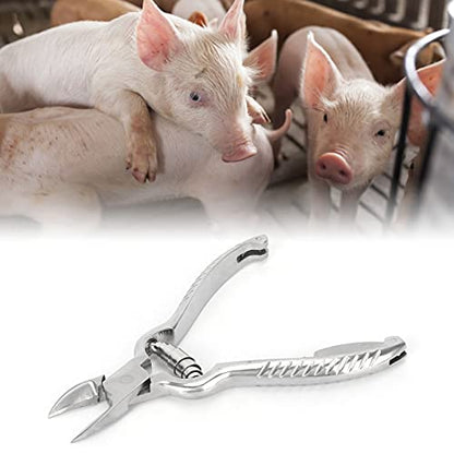 Pig Tooth Nipper Pliers, Stainless Steel Pig Teeth Clippers, 14cm/5.5in Pig Teeth Cutting Tool with Ergonomic Handle, Gourd Shaped Piglet Teeth Pliers for Home and Farm