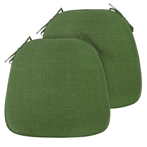 FUNHOME 17"x16"x2" Outdoor Chair Cushions Set of 2, Water Resistant Patio Chair Pads with Ties, Seat Cushions for Home Garden Furniture Decoration-Moss Green - color: Moss Green, size: Set of 2
