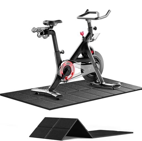 THAILE Exercise Bike Mat for Peloton, 63" x 30" x 6mm Floor Protector | Stability & Cushioning Reduces noise and vibration under Peloton-compatible bikes, spin bikes, treadmills and walking pads. - size: 63"L x 29.5"W x 0.24"Th