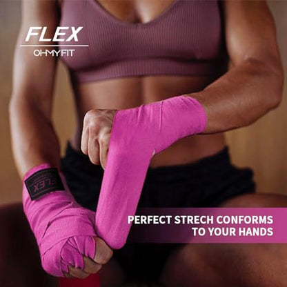 Flex Boxing Hand Wraps - 236 Inch/6M Extra Long for Premium Protection and Ultimate Performance - color: Pink