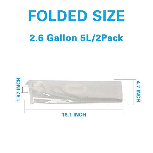 Soddeph Collapsible Water Container Bag, BPA Free Food Grade Clear Plastic Storage Jug for Sport Camping Riding Mountaineer,Freezable, Food Grade (2-pack-2.6 Gal)
