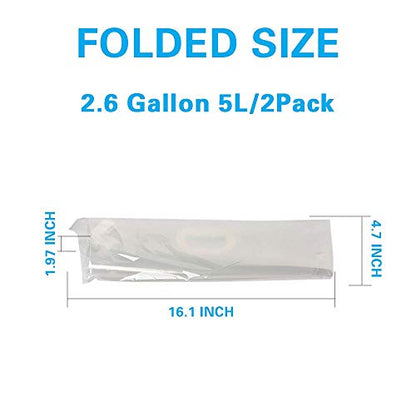 Soddeph Collapsible Water Container Bag, BPA Free Food Grade Clear Plastic Storage Jug for Sport Camping Riding Mountaineer,Freezable, Food Grade (2-pack-2.6 Gal)