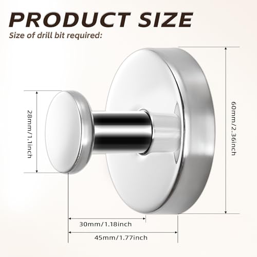 Suction Cup Hooks for Shower,Stainless Steel Towel Hooks No Drill - color: Polished Chrome