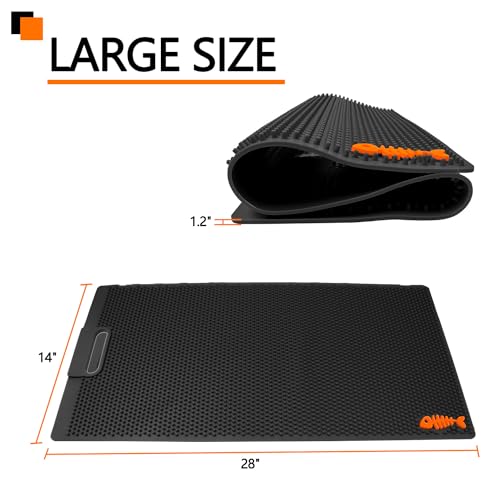 Heavy Duty Fish Fillet Bait Cutting Board - NonSlip Mat for Filleting, Cleaning & Cutting - Rollable & Large Size (14*28", Black) - color: Black, size: 28"L x 14"W