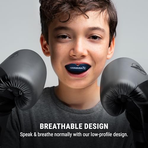 Hayabusa Combat Sports Mouth Guard Youth, Kids and Adult Sizes Comes with Case - Blue/Yellow, Youth - color: Blue/Yellow, size: Youth