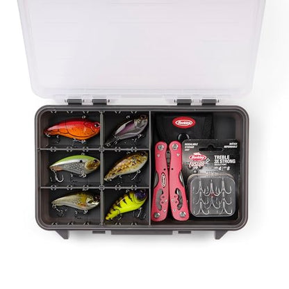 Plano StowAway 3600 50/50 Split Stow Tackle Box with Corrosion-Preventive Rustricor, Single Latch Design, Transparent DuraView Lid, Stackable Storage for Fishing Bait, Lures and Gear - size: 3600 50/50 Split, style: New Model