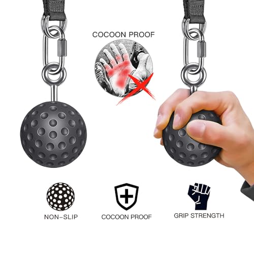 SELEWARE Pull Up Ball, Climbing Grip Attachment for Strength Training | Non-Slip Design Improves Grip Strength, Targets Forearms and Hands, Fits Chin Ups, Kettlebells and Resistance Workouts - color: Closed Black Ball