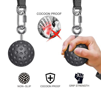 SELEWARE Pull Up Ball, Climbing Grip Attachment for Strength Training | Non-Slip Design Improves Grip Strength, Targets Forearms and Hands, Fits Chin Ups, Kettlebells and Resistance Workouts - color: Closed Black Ball