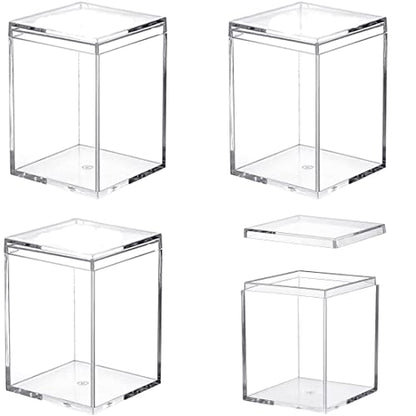 Acrylic Box Clear Display Box with Lid Small Storage Square Cube Jewelry Storage Candy Box Wedding Party Favor Boxes - size: 3.8 x 2.6 x 2.2 Inch