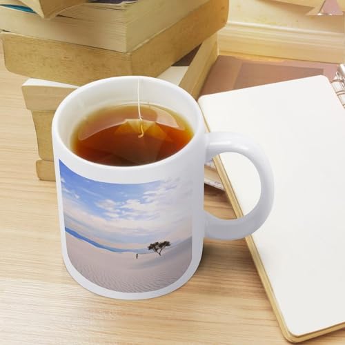 11oz White Ceramic Coffee Mug Funny Romantic White Sand Landscape Tea Cup Microwave & Dishwasher Safe, Lead-Free for Home Office Daily Use & Gifting - color: Romantic White Sand Landscape