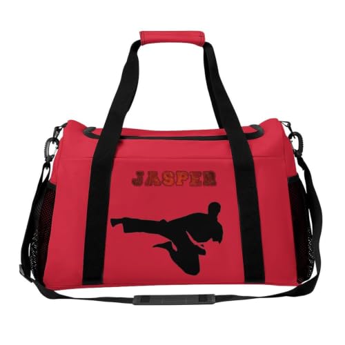 Personalized Taekwondo Karate Duffle Bag for kids Boy Girls,Custom Name Martial Arts Gear Bag,Water-Resistant Sparring Equipment Red - color: Taekwondo Karate-14