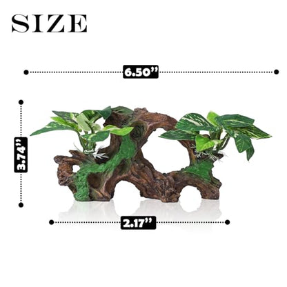 Artificial Aquarium Ornaments Reptiles Betta Fish Tank Accessories Silk Leaf Plants Decoration Driftwood Cave Decor