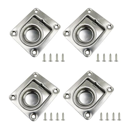 4 Pack Hatch Flush Ring Pull Boat Locker Flush Lift Ring Locker Marine 304 Stainless Steel for Deck Yacht Cabinet Home Furniture Recessed Lid Handle