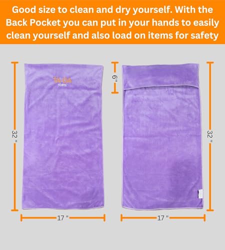 TA-DA Microfiber Towel | Back Pocket Insert on Hands and Fitness Items for Convenience. Sports Fitness Gym Workouts Yoga Pickleball Volleyball Hiking Etc. | 17" Inch X 32" Inch | 6 Pack | Purple - color: Purple