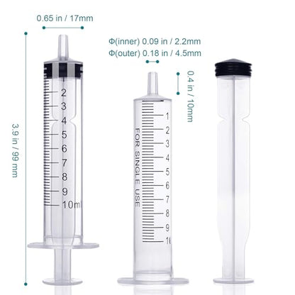 10ml Syringe Without Needle - 10 ml Small Plastic Syringes Sterile Individually Packed with Cap for Lab Medicine Student Measuring Liquid and Pet Dog Cat Baby Feeding Oral Colostrum (10 Pack 10cc /ml)