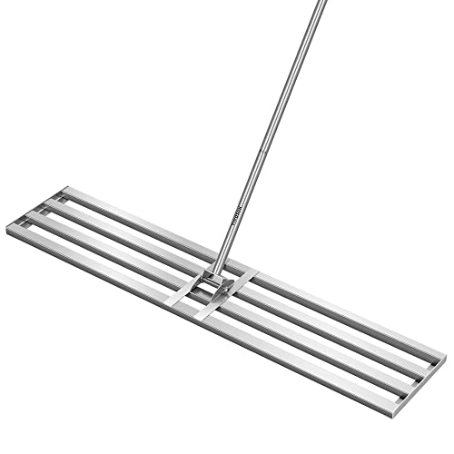 VIVOSUN 48" Lawn Leveling Rake, 48" x 10" x 78" Heavy-Duty Stainless Steel Lawn Leveler with 7FT Adjuatble Long Handle for High Effect, Metal Levelawn for Smooth Soil, Rustproof Rakes for Garden Yard - style: 48" x 10" Leveling Rake