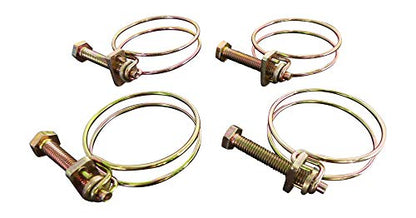 Double Wire Band Style 1 3/8” – 1 5/8” (37-42 mm) diameter x 1/2” wide, Adjustable Screw-Style, Hose Clamps, Hex/Phillips Head Screw, Includes 4 Clamps, by Tech Team
