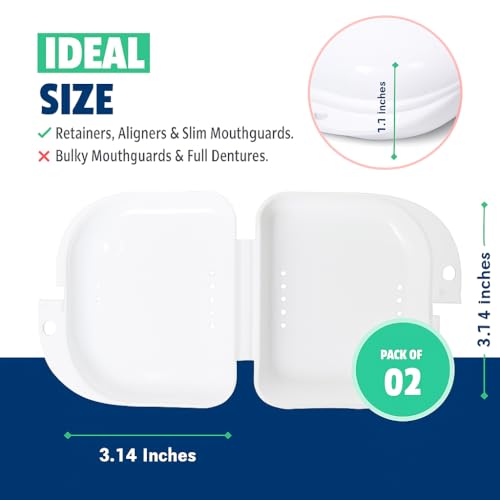 Retainer Case 2 Pack, Vented Mouth Guard & Aligner Case Holder - color: White, size: Pack of 2