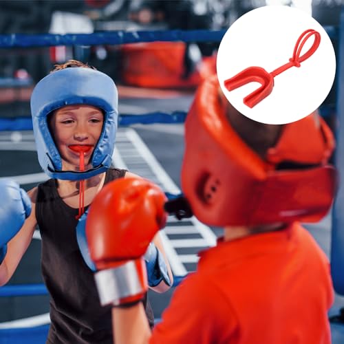 Seematn 40 Pcs Strapped Mouth Guard Bulk Football Mouthguard with Strap Youth Boxing Sports Mouthpieces Adult Mouthguard for Basketball Lacrosse Hockey Wrestling (Red) - color: Red