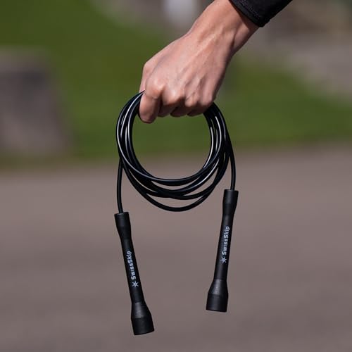 Speed Jump Rope by Dayan Kolev, 5mm PVC Skipping Rope, Great for Beginners and Advanced Athlets, Designed for Fitness, Cardio, Boxing & CrossFit, Adjustable length with Unbreakable Handles - color: Black