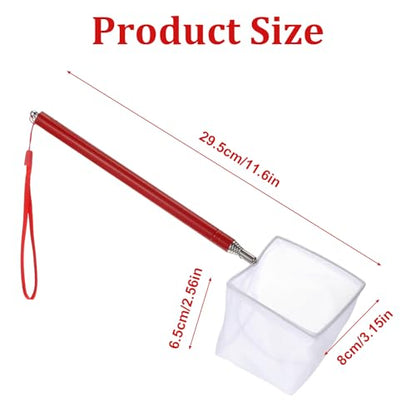 3 Inch Aquarium Net, Fish Net for Fish Tank with 8.6" to 39" Long Extendable Stainless Steel Handle Red Small Square Fine Mesh Shrimp Nets Pond Food Residue Debris Skimming Tool for Fishes Shrimp