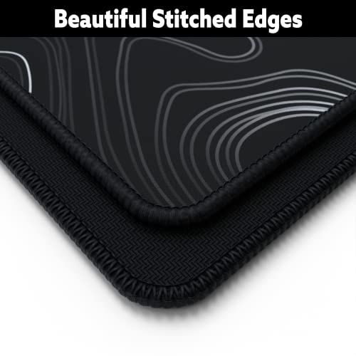 Gamer Boss - Gaming Mouse Pad - 36 x 12 Inches - 4mm Thick with Stitched Edges, Non-Slip Rubber Base, Premium Cloth Mousepad, Desk Mat for Laptop, Keyboard, Computer & PC (Extended, Topographic) - color: Topographic, size: 36" x 12"