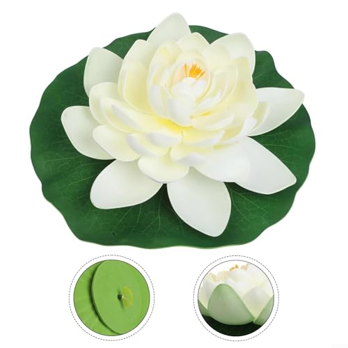 Floating Pond Lily Pads Artificial Flowers Decoration With Handcrafted Detail And Stable Float Base Suitable Aquarium And Garden Pools(Lavender) - color: Lavender