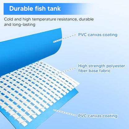 Generic Rectangular Goldfish Tank with Frame & Drain Valve Transparent Fish Pond Clear Viewing Panel for Fish Breeding & Garden Display