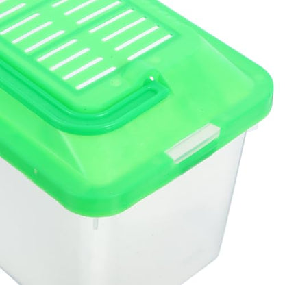 NUOBESTY Portable Turtle Tank and Plastic Fish Bowl Handheld Reptile Carrier with Green Medium Aquarium Box for Travel and Pet Transport