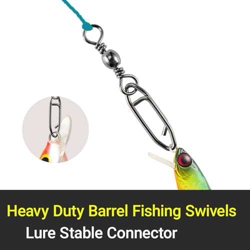 High Strength Fishing Swivels Stainless Clips Steel Snap Swivels Barrel Connector Saltwater Swivel Fishing Rolling Black Nickel - size: Size 4+M (57lb) 50 pcs