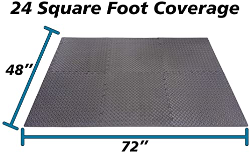 Interlocking Foam Tiles ½-inch Thick Exercise Mat - Soft Supportive Cushion for Exercising or Gym Equipment Floor Protection - SciencePurchase (24 Sqare Feet (6 Tiles))
