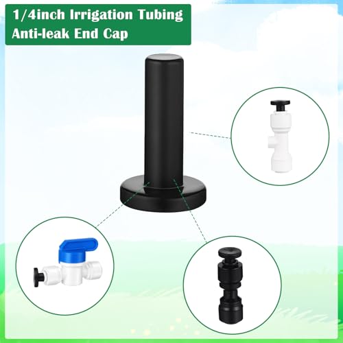 30 Pcs 1/4" Drip Irrigation Tee Connectors for Tube Quick Connect Parts Fittings for 1/4 Inch(6.35mm) Tubing or Sprinkler(Pom,End Plug,Black) - size: Black, style: End Plug