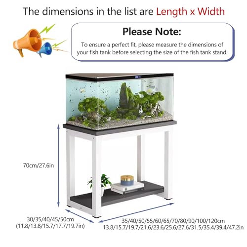 Multi-functional Storage Rack, Double-layer Aquarium Stand, Reinforced Steel Frame + Anti-slip Design, Easy To Install(70x35cm/27.6x13.8in)