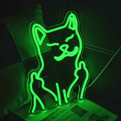 Cat Neon Sign for Wall Decor, USB Powered Cool Cat Neon Light, Funny Green Cat LED Light Up Sign for Birthday New Year Man Cave Teen Party Game Room Decoration - style: Green Cat