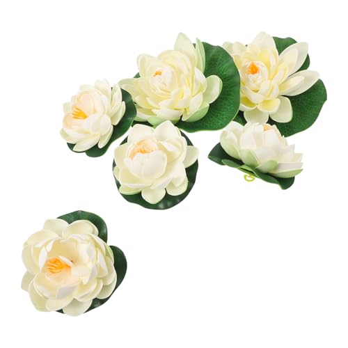 Luxshiny 6pcs Artificial Lotus Flower Set – 17cm and 10cm Foam Floating Water Lilies – Lifelike Pond Lotus Decoration for Outdoor Garden, Pool, Fish Tank Aquarium Display