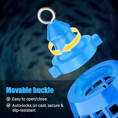 10Pcs Fishing Bait Cage, Sea Fishing Feeder with Locking Swivel, Large Capacity Groundbait Holder for Shrimp Pellet, Quick Release - size: Small