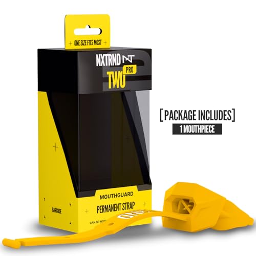 Nxtrnd Two Pro Football Mouth Guard, Permanent Strap, Fits Adult & Youth (Yellow) - color: Yellow Pro